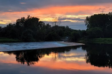 Landscape sunset photo of Wilkes Dam.